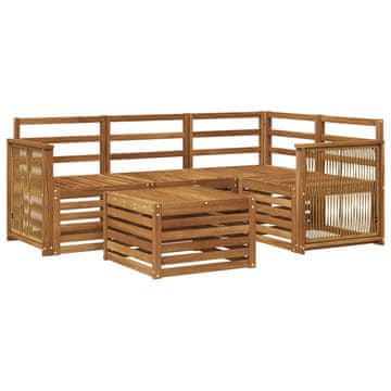 Vidaxl Zunanja garnitura za sedenje 5 szt. Naravna 59 x 59 x 37 cm