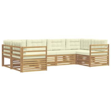 Vidaxl Zunanja garnitura za sedenje 6 szt. Bela in krem Poliester