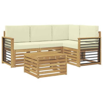 Vidaxl Zunanja garnitura za sedenje 5 szt. Bela in krem Poliester
