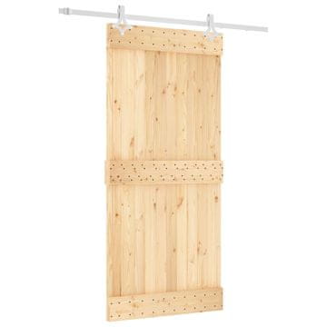 Vidaxl Drsna vrata Naravna in bela 95 x 210 cm Masiven borov les