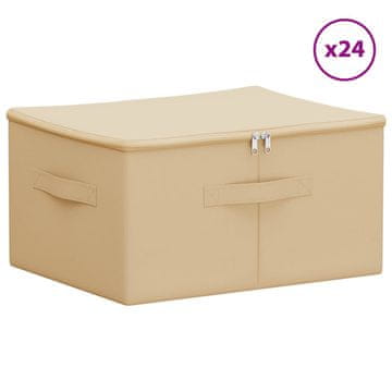 Vidaxl Shranjevalna škatla 24 szt. Krem 50 x 30 x 25 cm Netkano blago