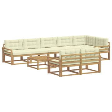 Vidaxl Zunanja garnitura za sedenje 9 szt. Bela in krem 79 x 79 x 37 cm