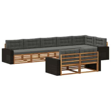 Vidaxl Zunanja garnitura za sedenje 8 szt. Naravna in antracitna