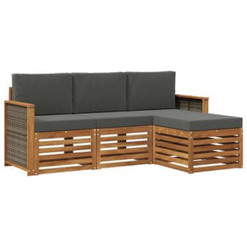 Vidaxl Zunanja garnitura za sedenje 4 szt. Naravna in antracitna