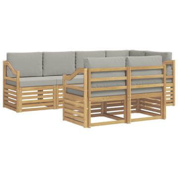 Vidaxl Zunanja garnitura za sedenje 7 szt. Bela in svetlo siva