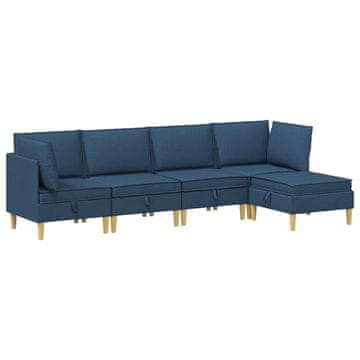 Vidaxl Modularni kavč s shranjevanjem 5 szt. Modra Blago