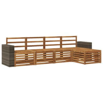 Vidaxl Zunanja garnitura za sedenje 5 szt. Naravna