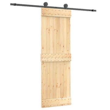 Vidaxl Drsna vrata Naravna in črna 70 x 210 cm Masiven borov les