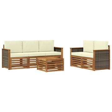 Vidaxl Sedežne garniture 6 szt. Masiven les akacije
