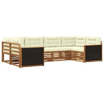 Vidaxl Zunanja garnitura za sedenje z blazino 6 szt. Naravna in smetana