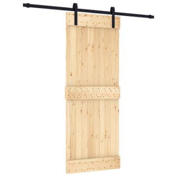 Vidaxl Drsna vrata Naravna in črna 80 x 210 cm Masiven borov les