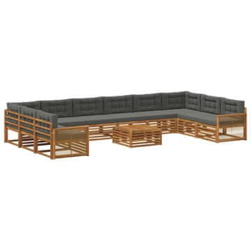 Vidaxl Sedežne garniture z blazino 11 szt. Masiven les akacije