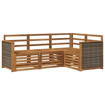 Vidaxl Sedežne garniture 4 szt. Masiven les akacije