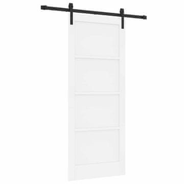 Vidaxl Drsna vrata Bela 83 x 202 cm Trdna borovina