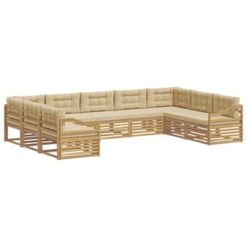 Vidaxl Zunanja garnitura za sedenje 9 szt. Bela in bež