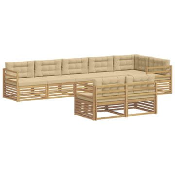 Vidaxl Zunanja garnitura za sedenje 8 szt. Bela in bež Poliester