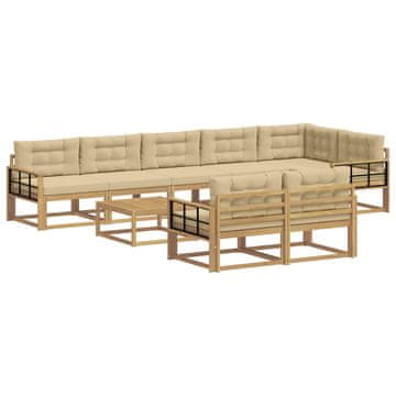 Vidaxl Zunanja garnitura za sedenje 9 szt. Bela in bež 79 x 79 x 37 cm