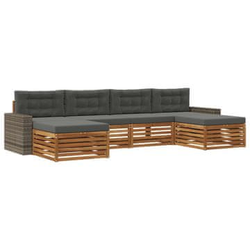 Vidaxl Sedežne garniture z blazino 6 szt. Masiven les akacije