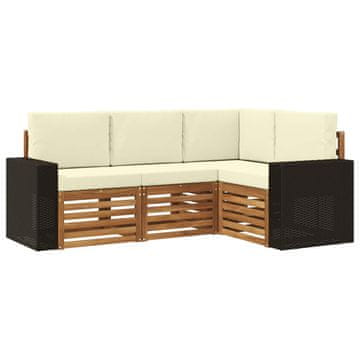 Vidaxl Sedežne garniture z blazino 4 szt. Masiven les akacije