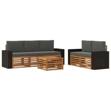 Vidaxl Sedežne garniture z blazino 6 szt. Masiven les akacije