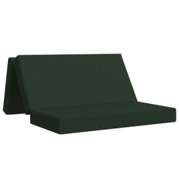 Vidaxl Zložljiv kavč postelja 120 x 67 x 45 cm Temno zelena