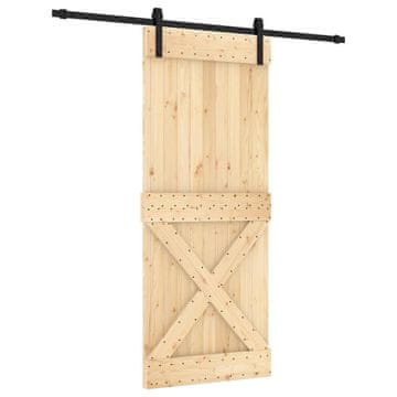 Vidaxl Drsna vrata Naravna in črna 85 x 210 cm Masiven borov les