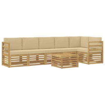 Vidaxl Zunanja garnitura za sedenje 7 szt. Bela in bež 59 x 59 x 37 cm