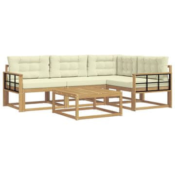 Vidaxl Zunanja garnitura za sedenje 5 szt. Bela in krem 79 x 79 x 37 cm