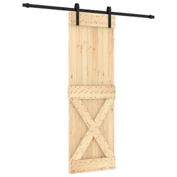 Vidaxl Drsna vrata Naravna in črna 70 x 210 cm Masiven borov les