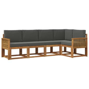 Vidaxl Zunanja garnitura za sedenje 5 szt. Naravna in antracitna