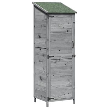 Vidaxl Vrtno skladišče s streho Siva 59,5 x 56 x 176,5 cm Trdna smreka