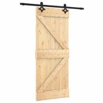 Vidaxl Drsna vrata Naravna in črna 85 x 210 cm Masiven borov les