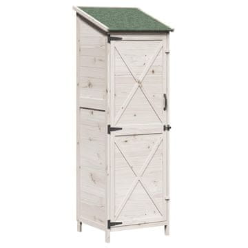Vidaxl Vrtno skladišče s streho Bela 59,5 x 56 x 176,5 cm Trdna smreka