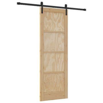 Vidaxl Drsna vrata Naravna in črna 73,5 x 211 cm Trdna borovina