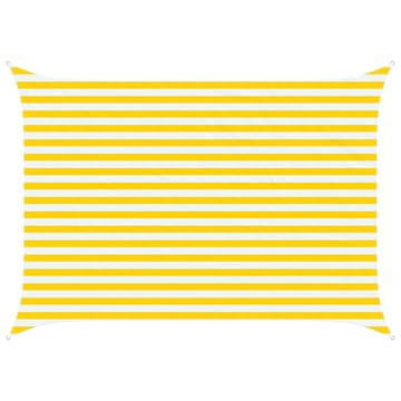 Vidaxl Sončno platno Rumena in Bela 3,5 x 2,5 m 100% poliester Oxford