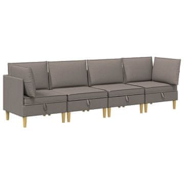 Vidaxl Modularni kavč s shranjevanjem 4 szt. Taupe Blago