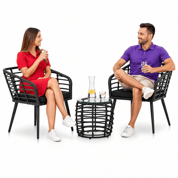Vidaxl Bistro garnitura 3-delna poli ratan črna