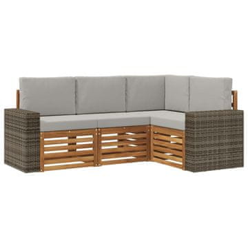 Vidaxl Sedežne garniture z blazino 4 szt. Masiven les akacije