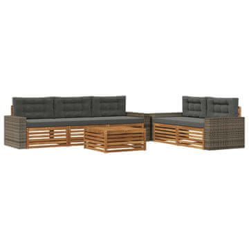 Vidaxl Zunanja garnitura za sedenje 6 szt. Naravna in antracitna