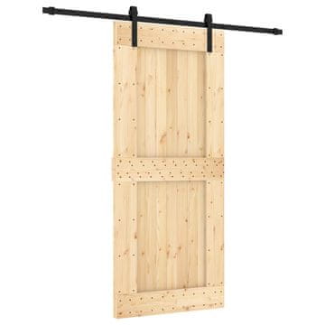 Vidaxl Drsna vrata Naravna in črna 90 x 210 cm Masiven borov les