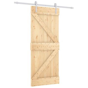 Vidaxl Drsna vrata Naravna in bela 85 x 210 cm Masiven borov les