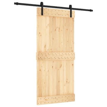 Vidaxl Drsna vrata Naravna in črna 95 x 210 cm Masiven borov les