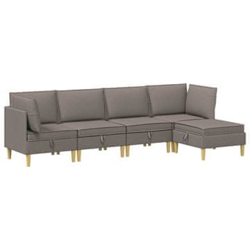 Vidaxl Modularni kavč s shranjevanjem 5 szt. Taupe Blago