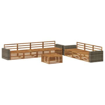 Vidaxl Zunanja garnitura za sedenje 8 szt. Naravna 79 x 79 x 37 cm