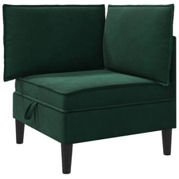 Vidaxl Sofa z shranjevanjem Temno zelena Žamet