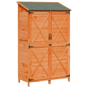 Vidaxl Vrtno skladišče s streho Rjava 106 x 56 x 176,5 cm Trdna smreka