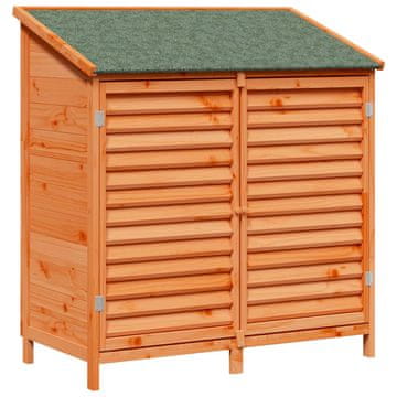 Vidaxl Vrtno skladišče s streho Rjava 106 x 56 x 113,5 cm Trdna smreka