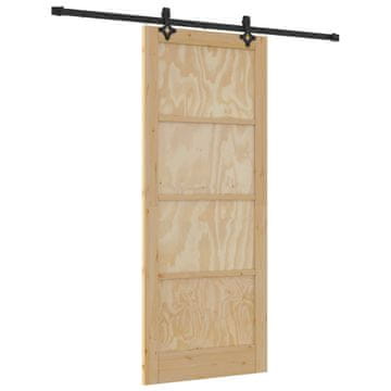 Vidaxl Drsna vrata Naravna in črna 86 x 211 cm Trdna borovina