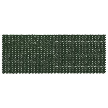 Vidaxl Ograja za balkon z listi Temno zelena 400 x 150 cm