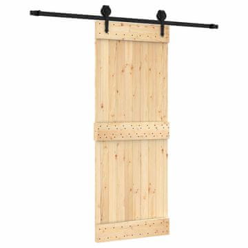 Vidaxl Drsna vrata Naravna in črna 80 x 210 cm Masiven borov les